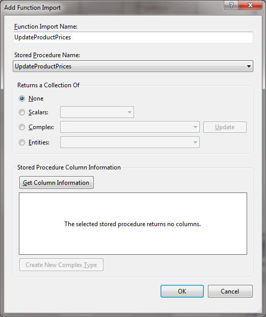 Function Import - No return value