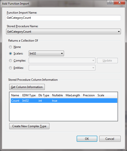 Function Import - Return scalar value