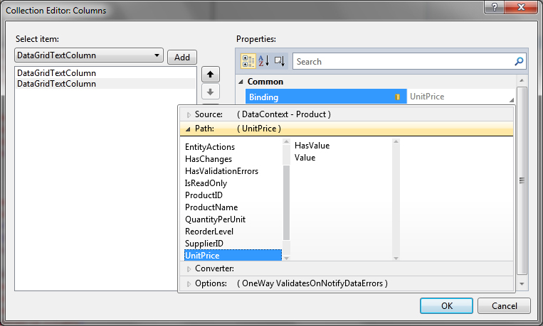 Silverlight DataGrid Collection Editor