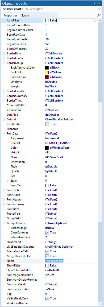 TscExcelExport component (Delphi VCL)