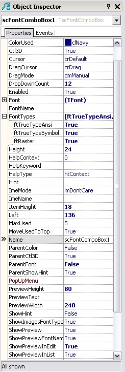 TscFontComboBox (Delphi VCL)